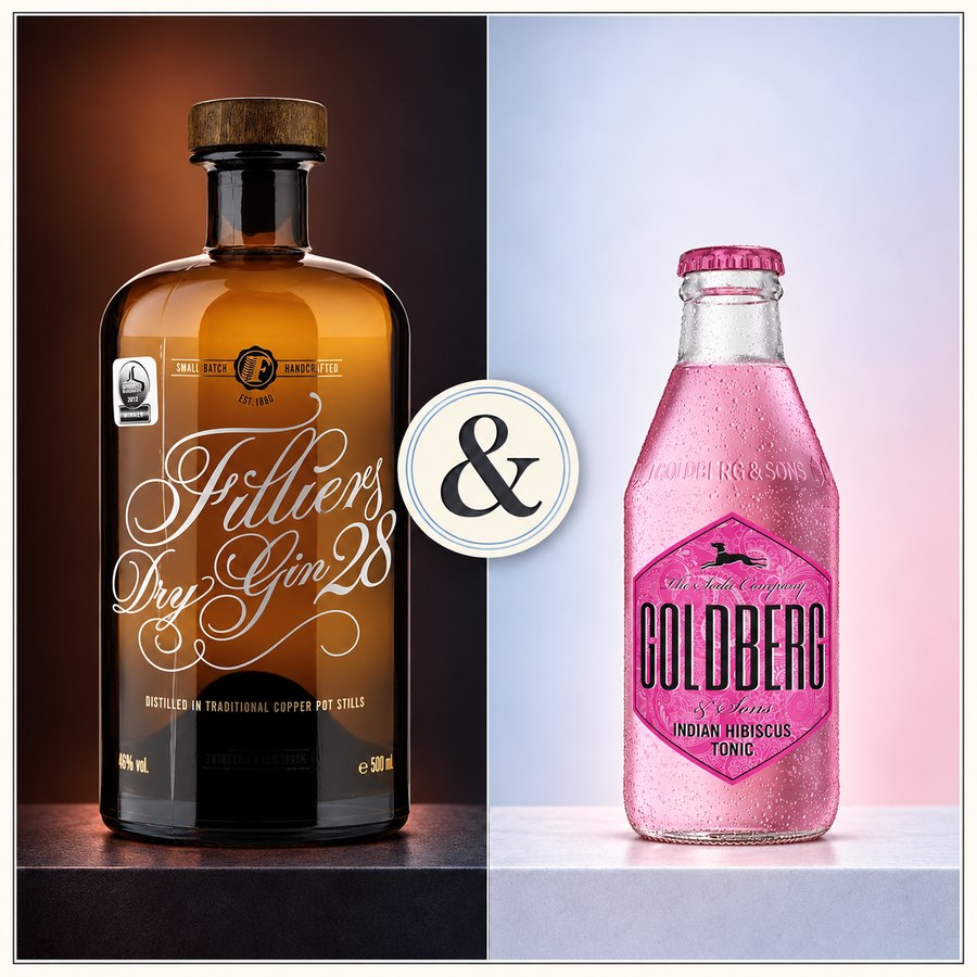 Filliers Dry Gin 28 & Goldberg & Sons Indian Hibiscus Tonic (3/5)